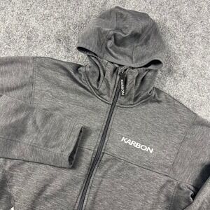Karbon Full Zip Hoodie Mens Large Gray Fleece Lined Activewear Jacket Outdoor